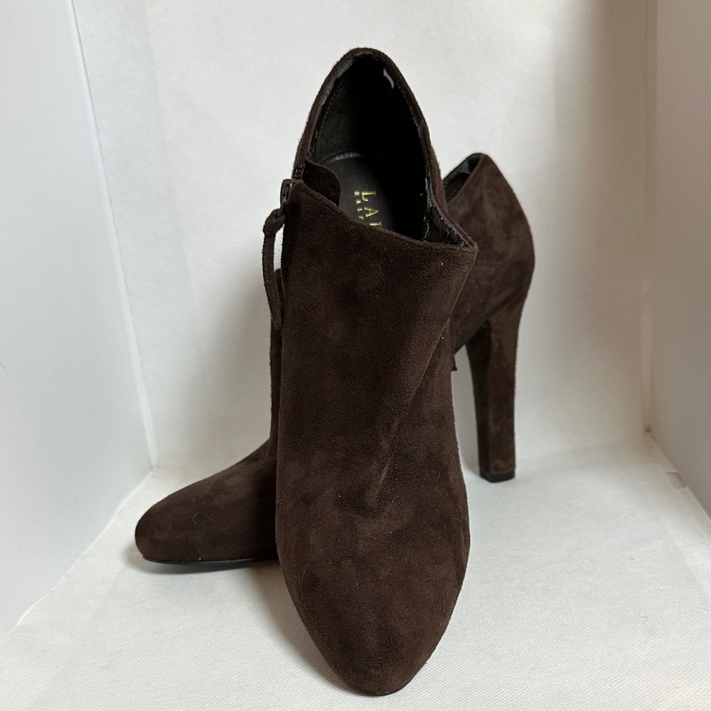 Lauren Ralph Lauren Brown Suede High Heel Booties – Size 8.5